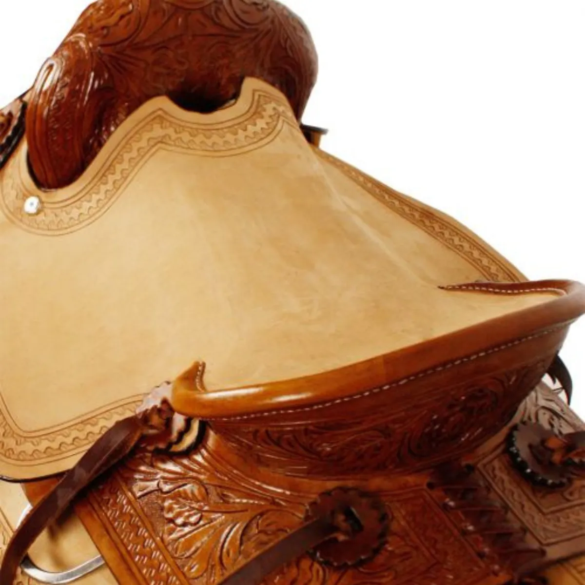 13" DOUBLE T HARD SEAT ROPER STYLE SADDLE WITH ACORN TOOLING