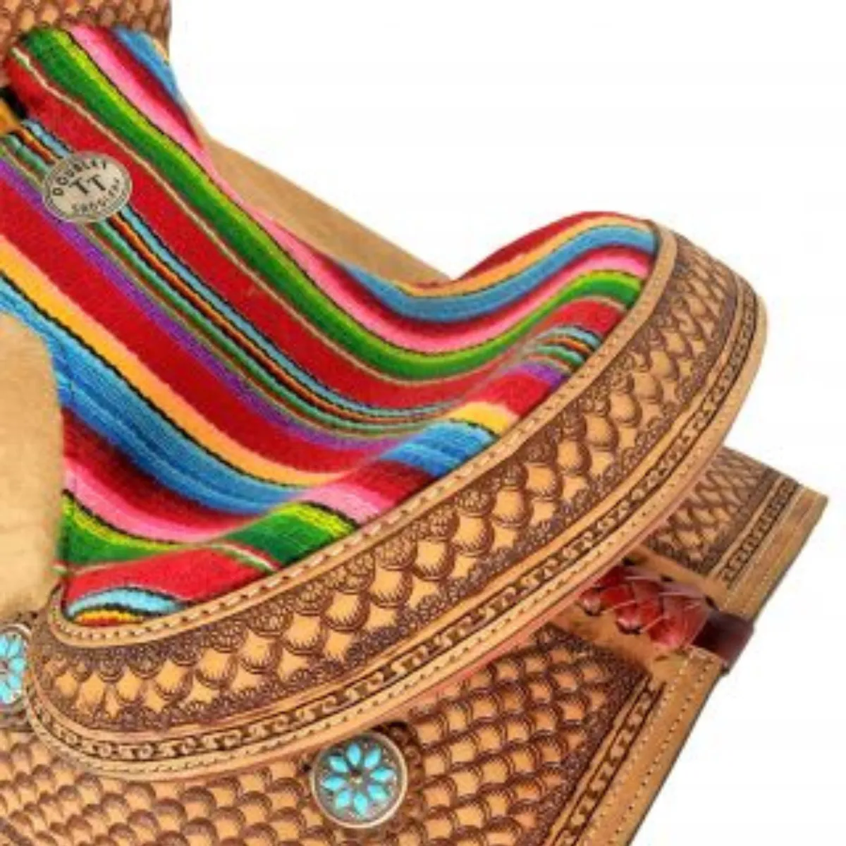 13" Double T  Youth Hard Seat Western saddle with Wool Serape Accents