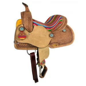 13" Double T  Youth Hard Seat Western saddle with Wool Serape Accents