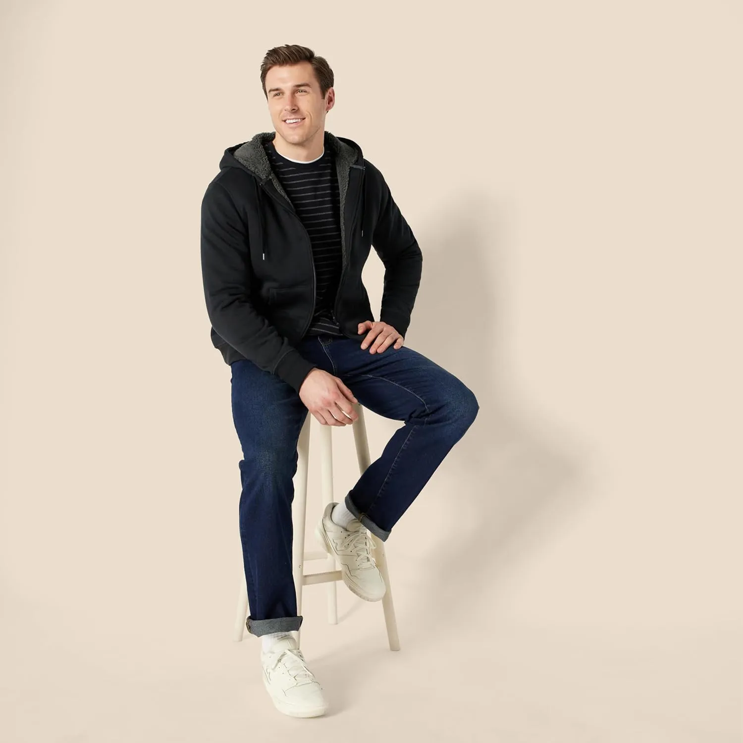 Amazon Essentials Hoodie For Men, Sherpa-Lined Full-Zip Fleece Sweatshirt