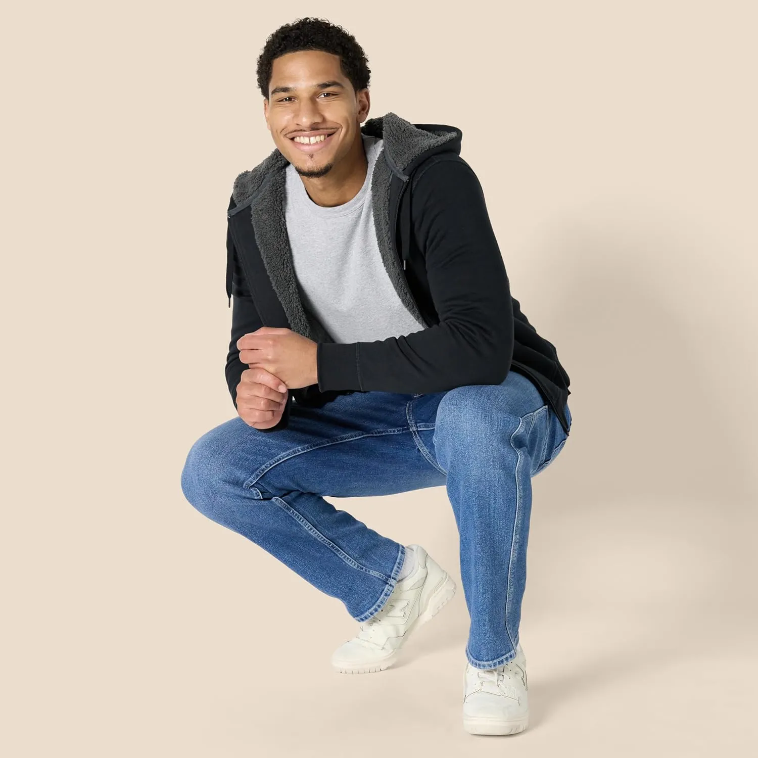 Amazon Essentials Hoodie For Men, Sherpa-Lined Full-Zip Fleece Sweatshirt