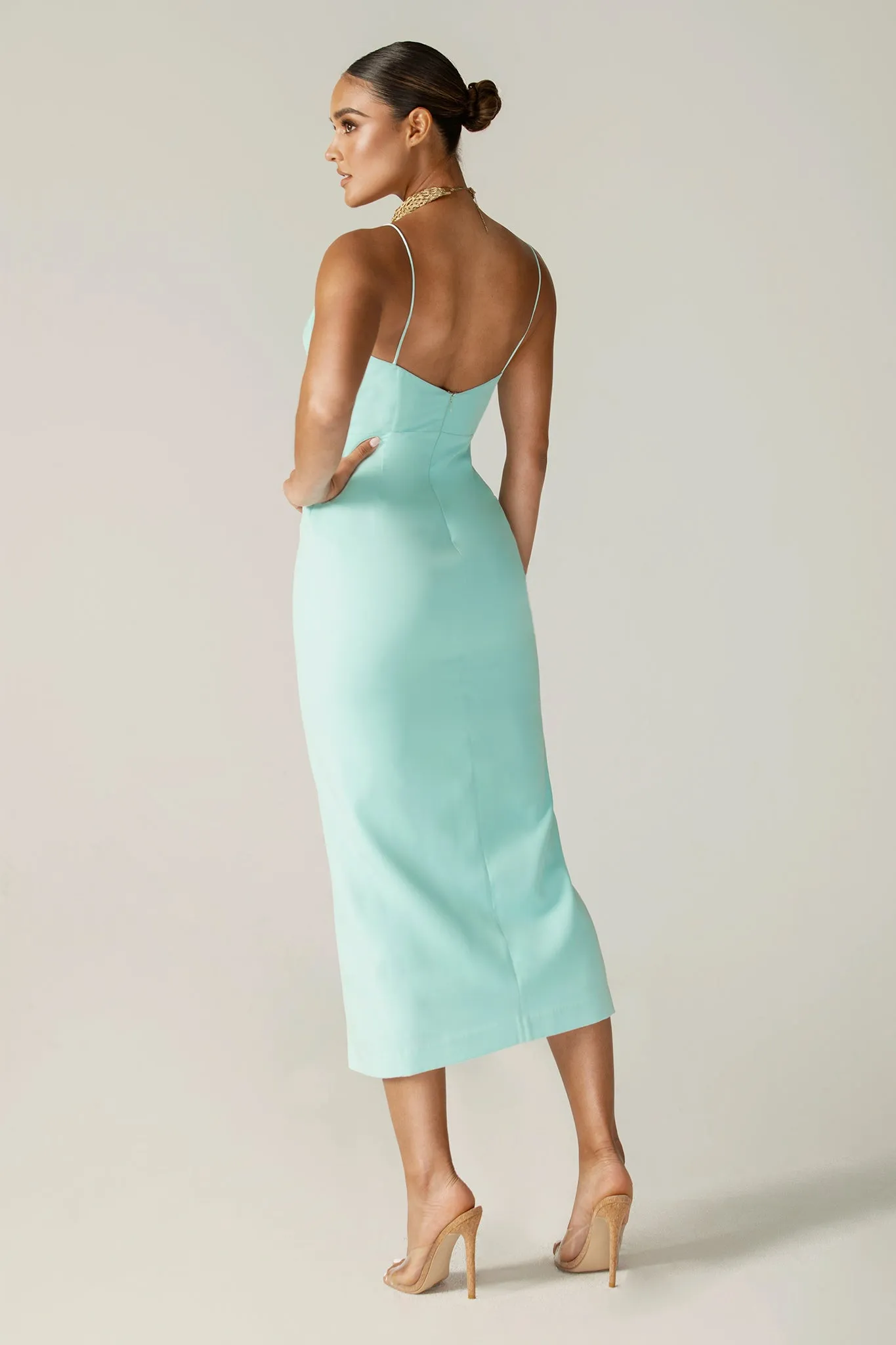 Arica Spaghetti Straps Midi Dress (Sky Blue)