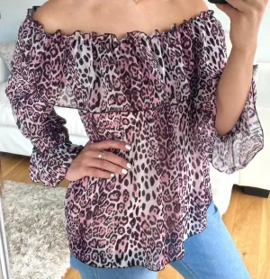 Bardot Animal Print Top (2 Colours)