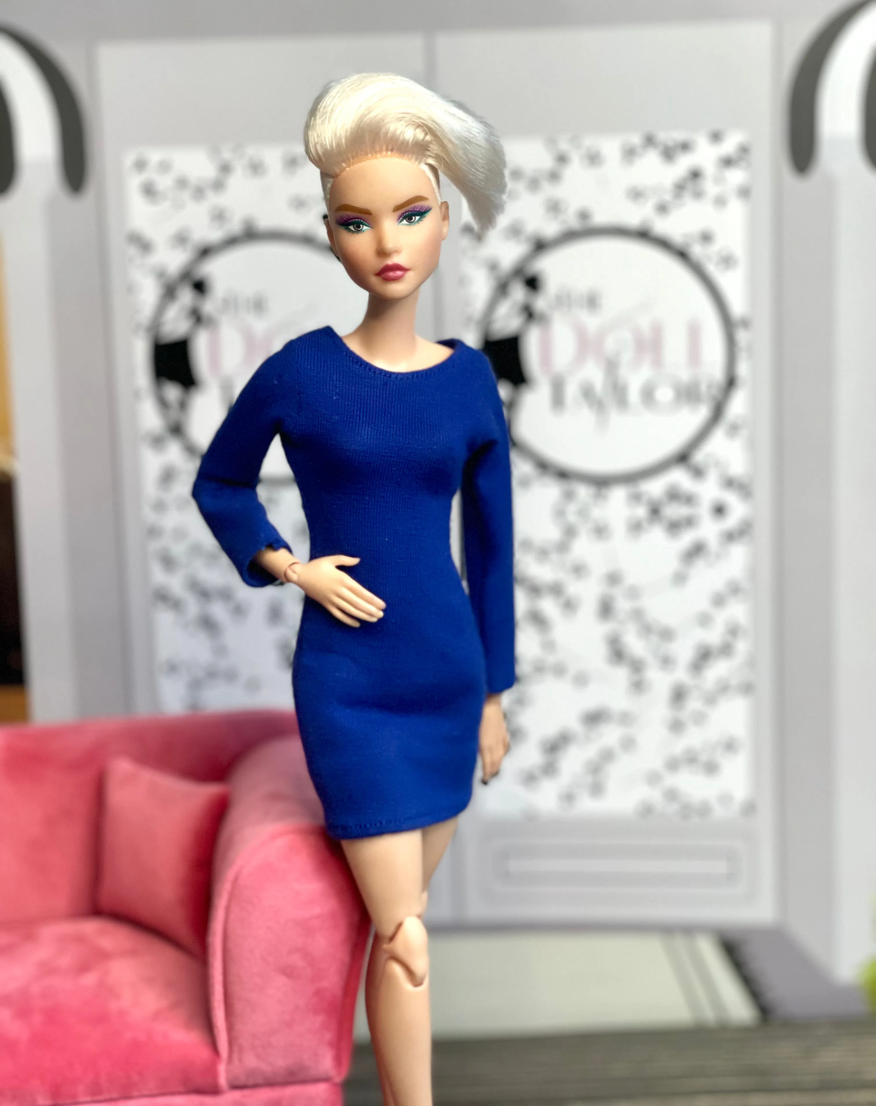 Blue dress for Barbie doll cocktail dress for dolls