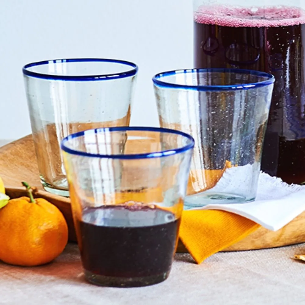 Blue Rim Water Glass