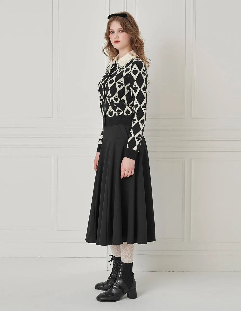 BORA AKSU A-line knee-length wool blend skirt