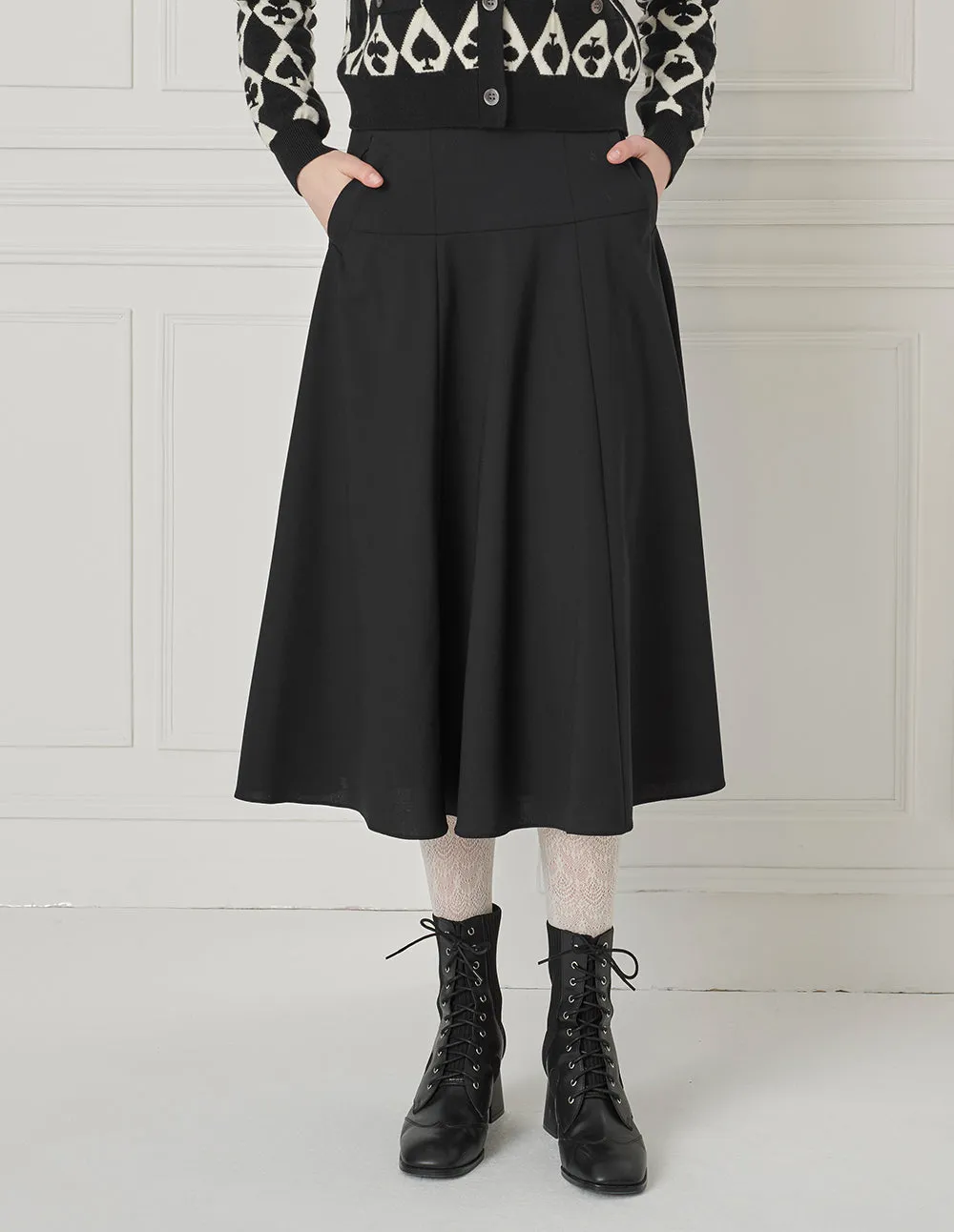 BORA AKSU A-line knee-length wool blend skirt