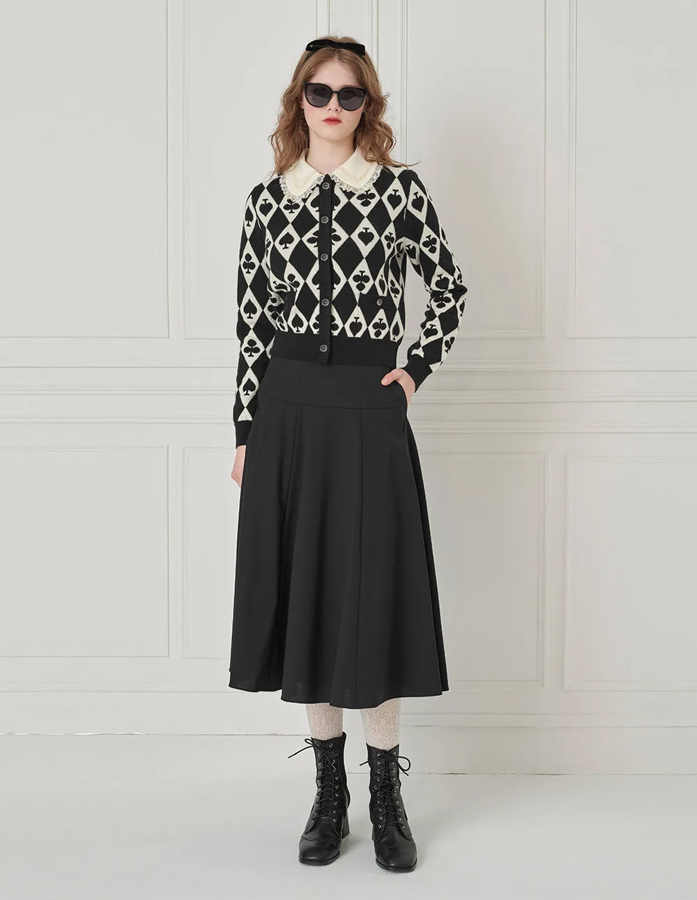 BORA AKSU A-line knee-length wool blend skirt