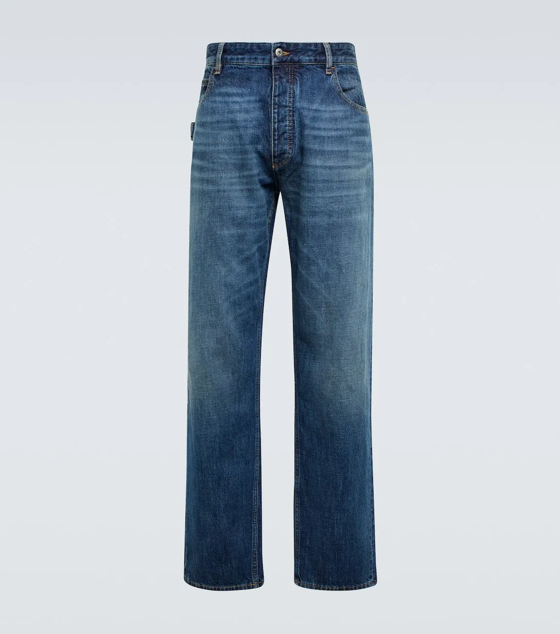 Bottega Veneta High Rise Straight Leg Jeans, Blue