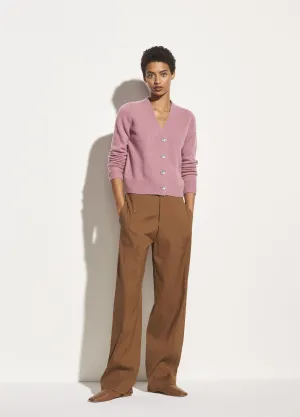 Cashmere Shrunken Button Cardigan in Rose Root