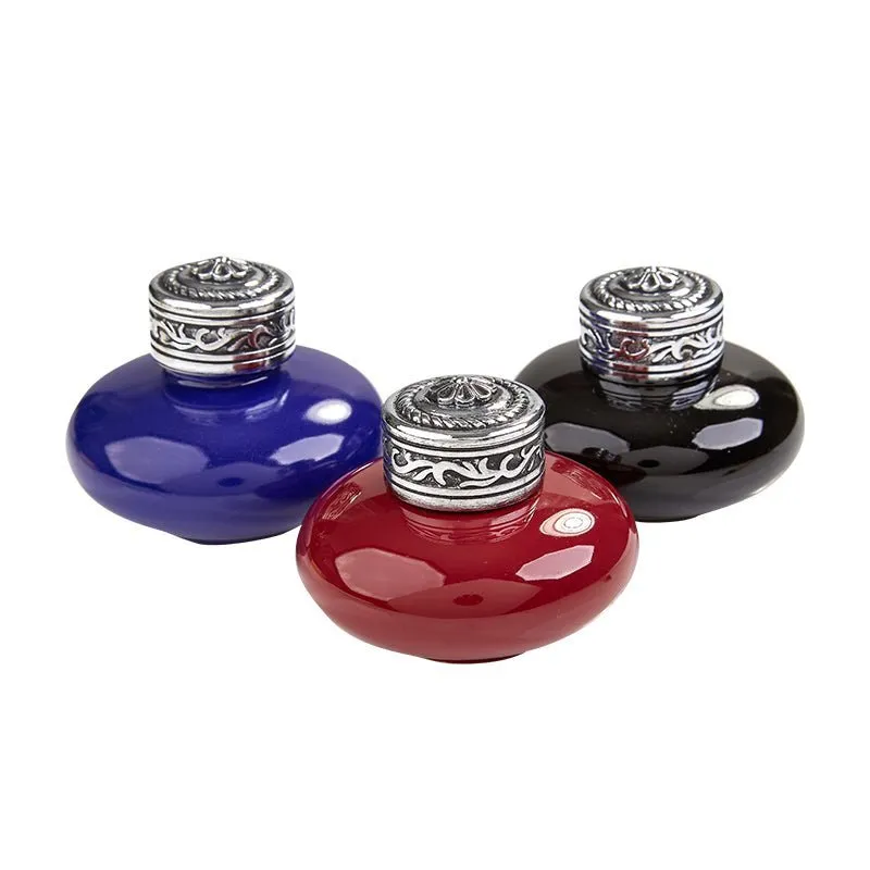 Ceramic Inkwells with Silver Metal Screwtop