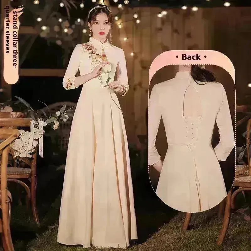 Champagne Wedding Bridesmaid Long Summer Dress