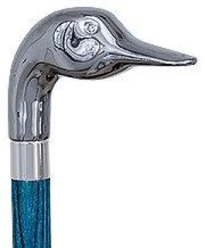 Chrome Plated Goose Handle Walking Cane w/ Custom Color Stained Ash Shaft & Collar