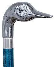 Chrome Plated Goose Handle Walking Cane w/ Custom Color Stained Ash Shaft & Collar