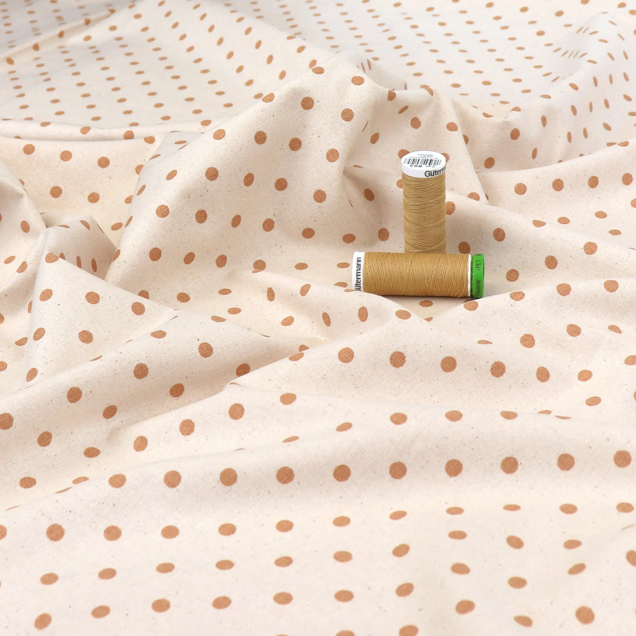 Cotton Shirting - Gold Polka Dot