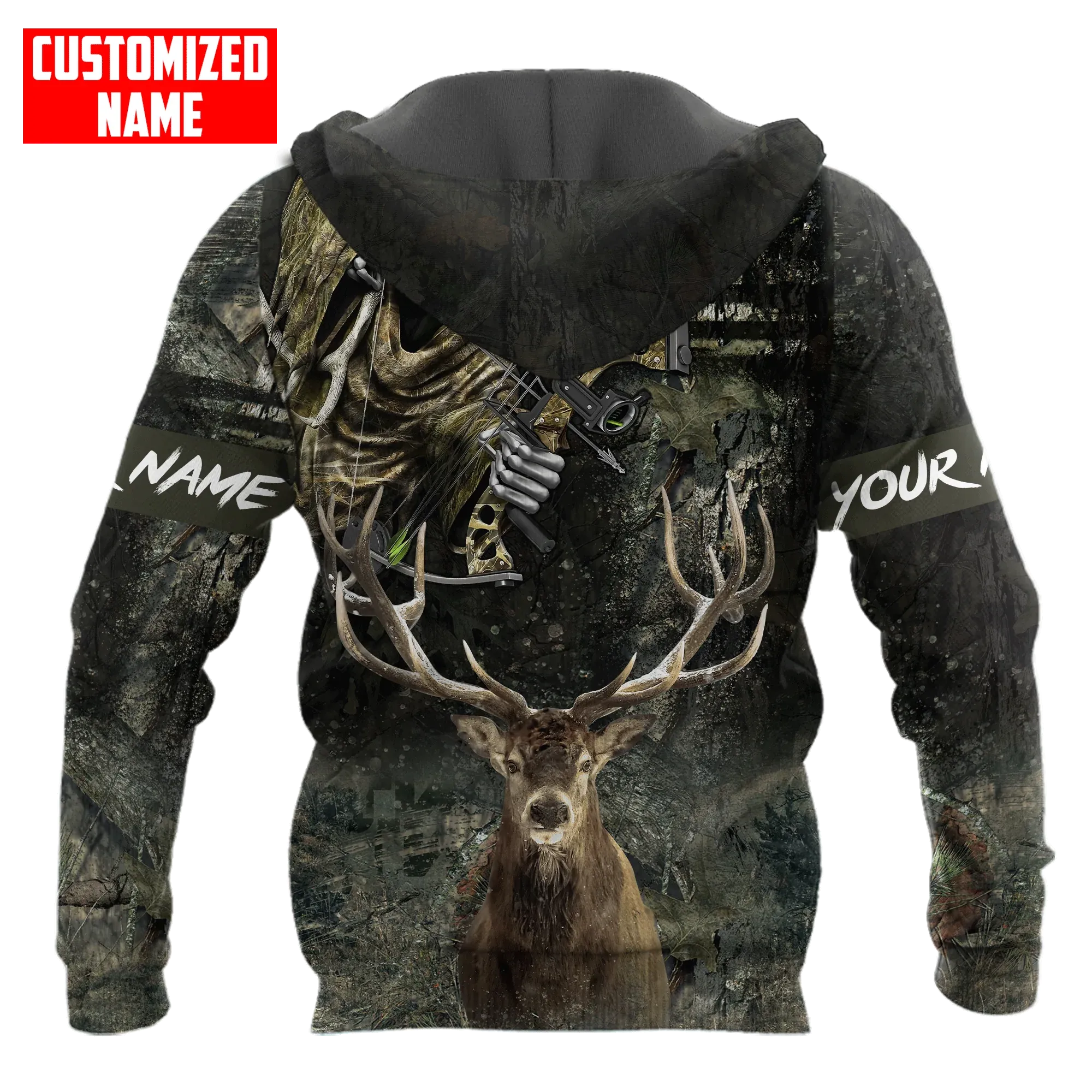Customized Deer Hunting Bow Hoodie For Men, 3D All Over Print Deer Hunter Outfit, Hunter Hoodie