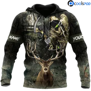 Customized Deer Hunting Bow Hoodie For Men, 3D All Over Print Deer Hunter Outfit, Hunter Hoodie