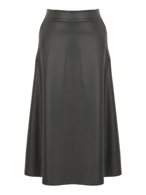Dolcezza #74127 black faux leather long skirt