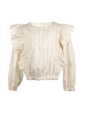 Girl's Top with polka dot print - FLEX cream