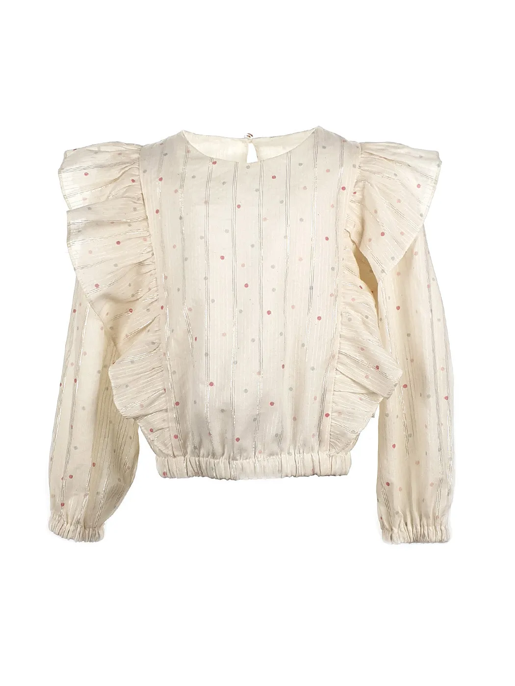 Girl's Top with polka dot print - FLEX cream