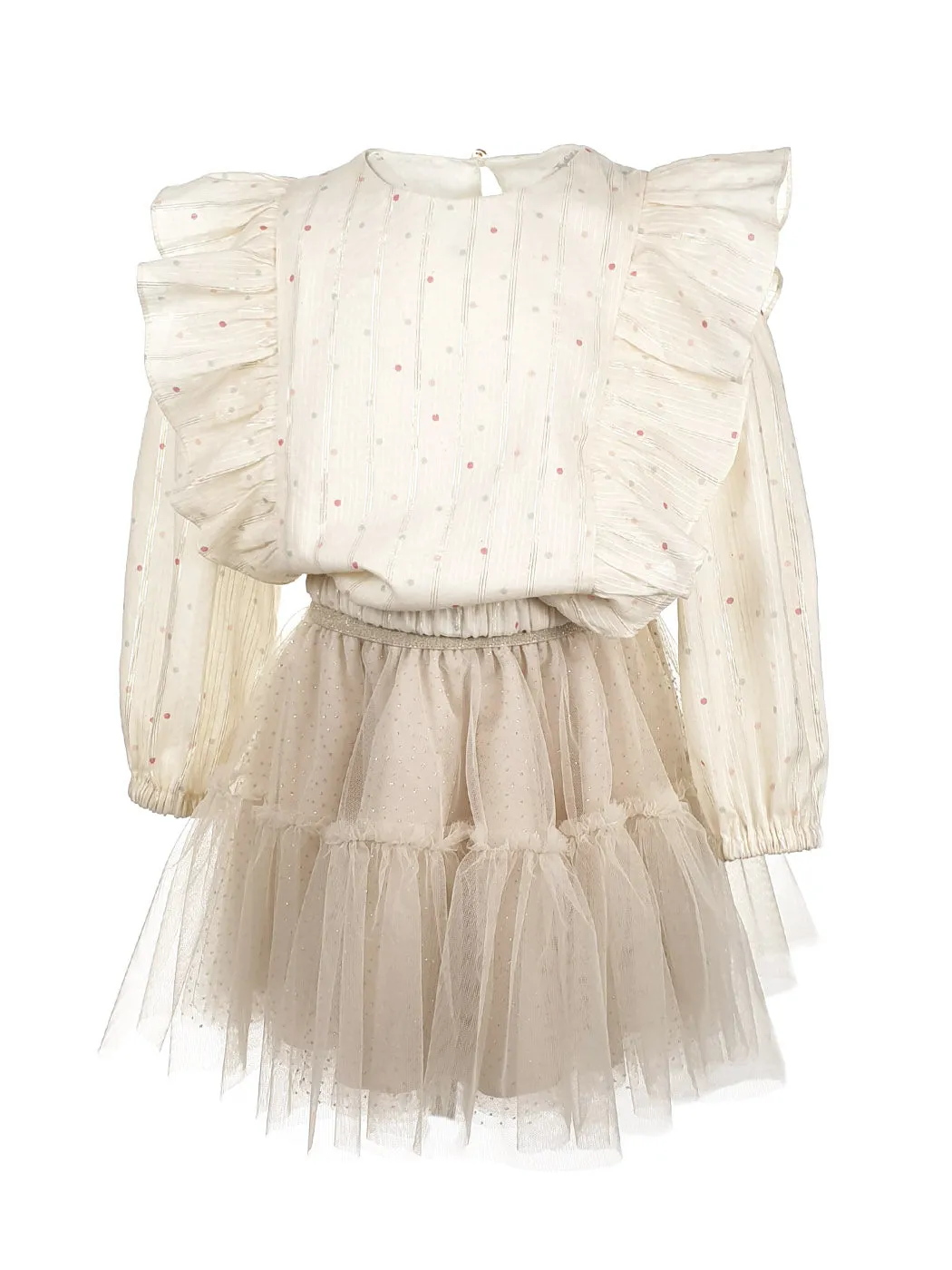 Girl's Top with polka dot print - FLEX cream