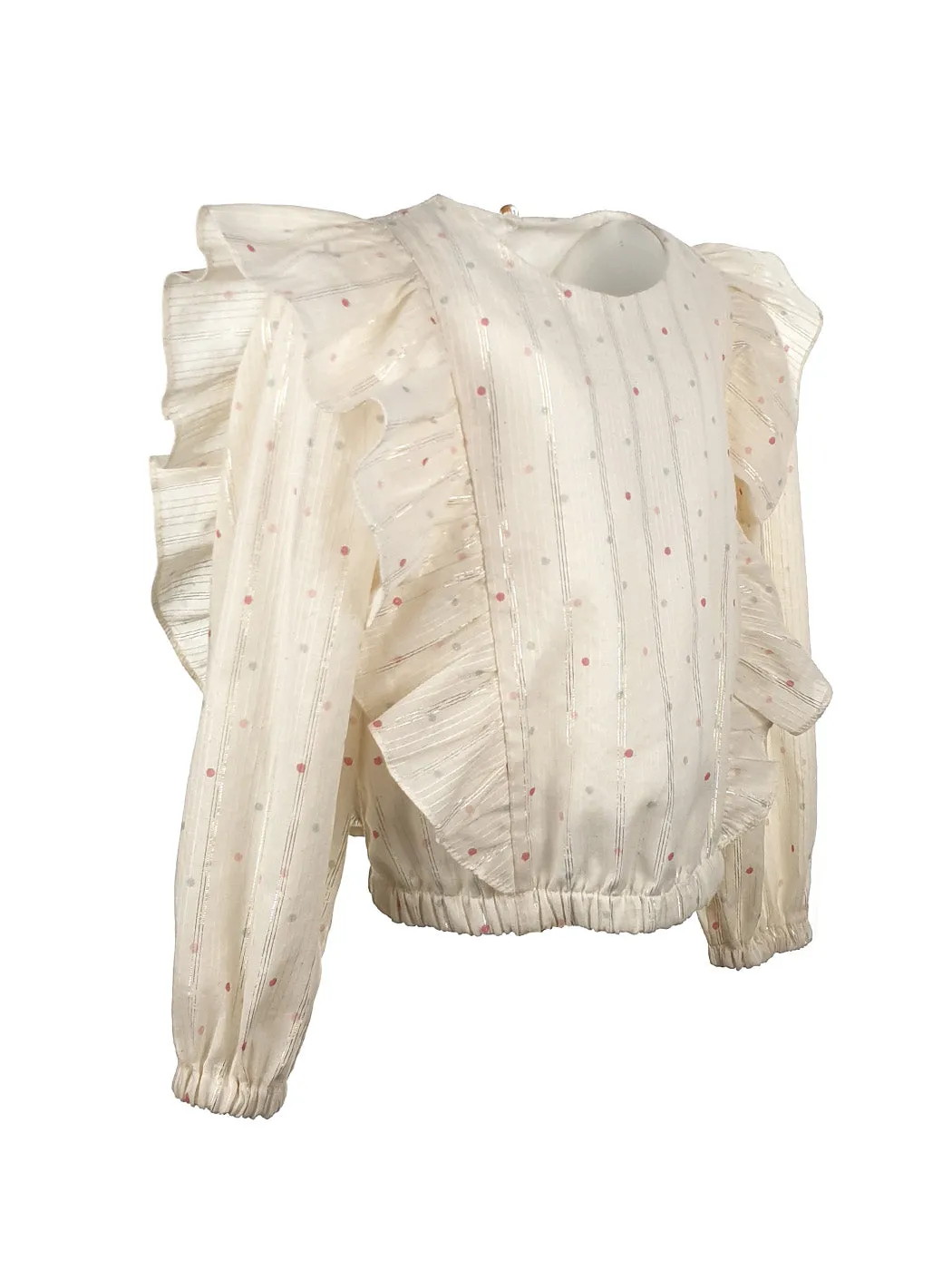 Girl's Top with polka dot print - FLEX cream