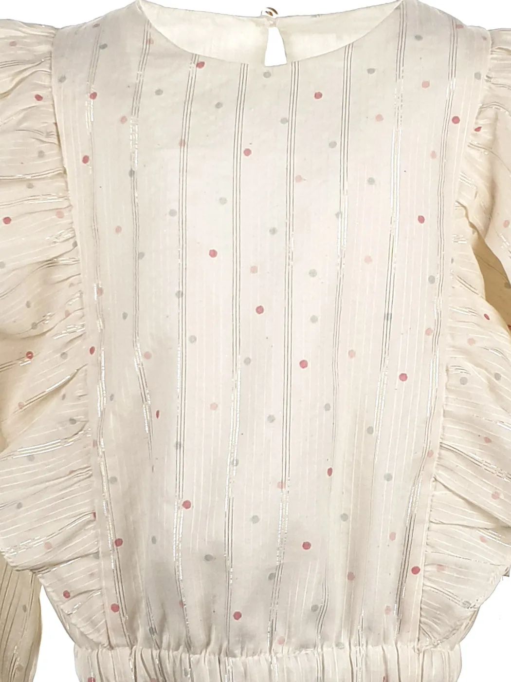 Girl's Top with polka dot print - FLEX cream