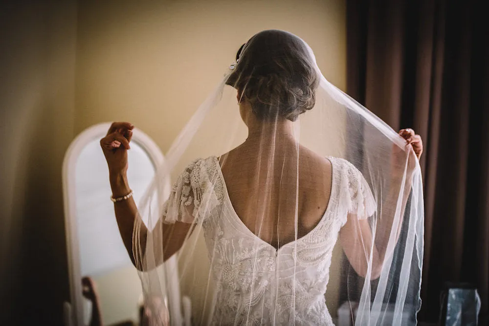 Hannah, Cambridge - custom Versaille silk veil