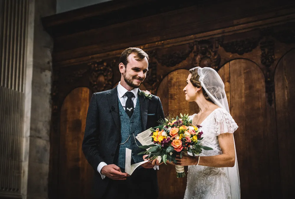 Hannah, Cambridge - custom Versaille silk veil
