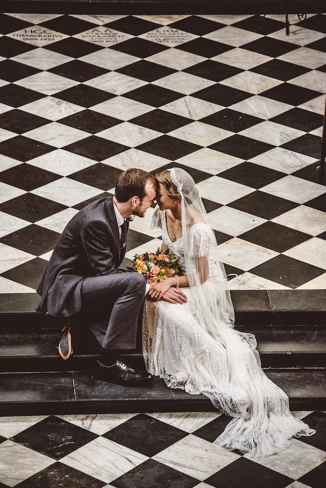 Hannah, Cambridge - custom Versaille silk veil