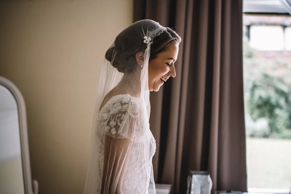 Hannah, Cambridge - custom Versaille silk veil