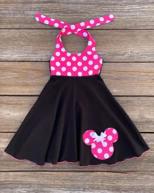 Hot Pink Black Minnie Mouse Dress