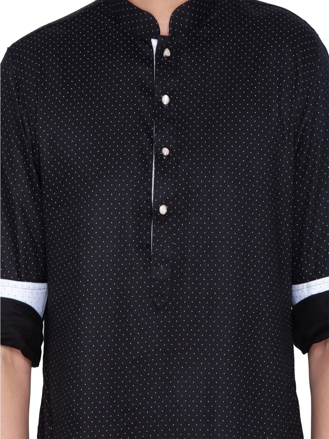 Jashvi Men's Black Cotton Kurta Pajama Set
