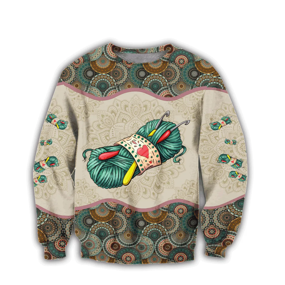 Knitting Mandala Roll of Wool 3D Full Printed Sweatshirt Hoodie, Shirts For Men And Women Christmas