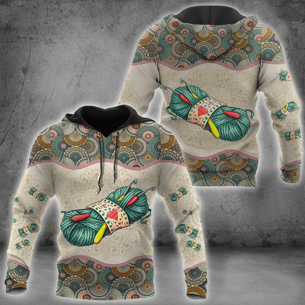 Knitting Mandala Roll of Wool 3D Full Printed Sweatshirt Hoodie, Shirts For Men And Women Christmas