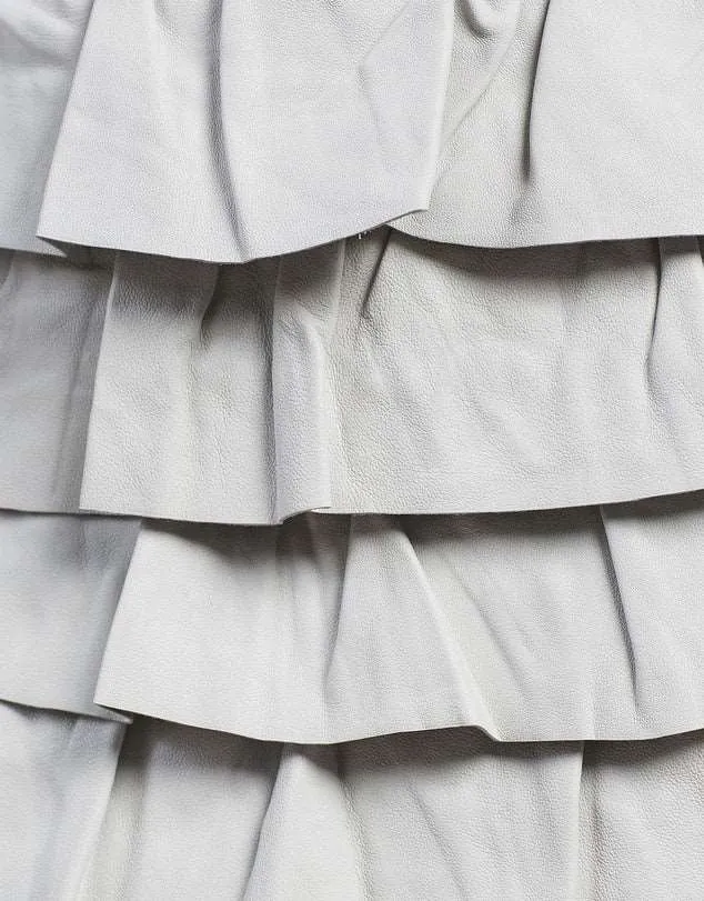 Leather Frill Skirt White