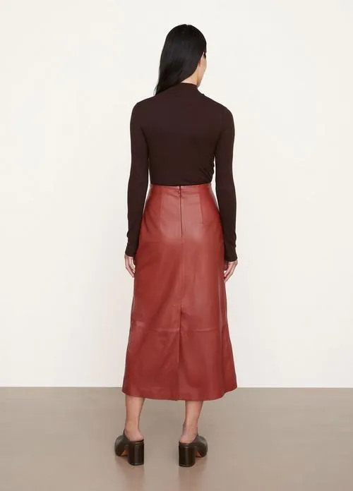 Leather Straight Skirt in Burnt Cinnamon