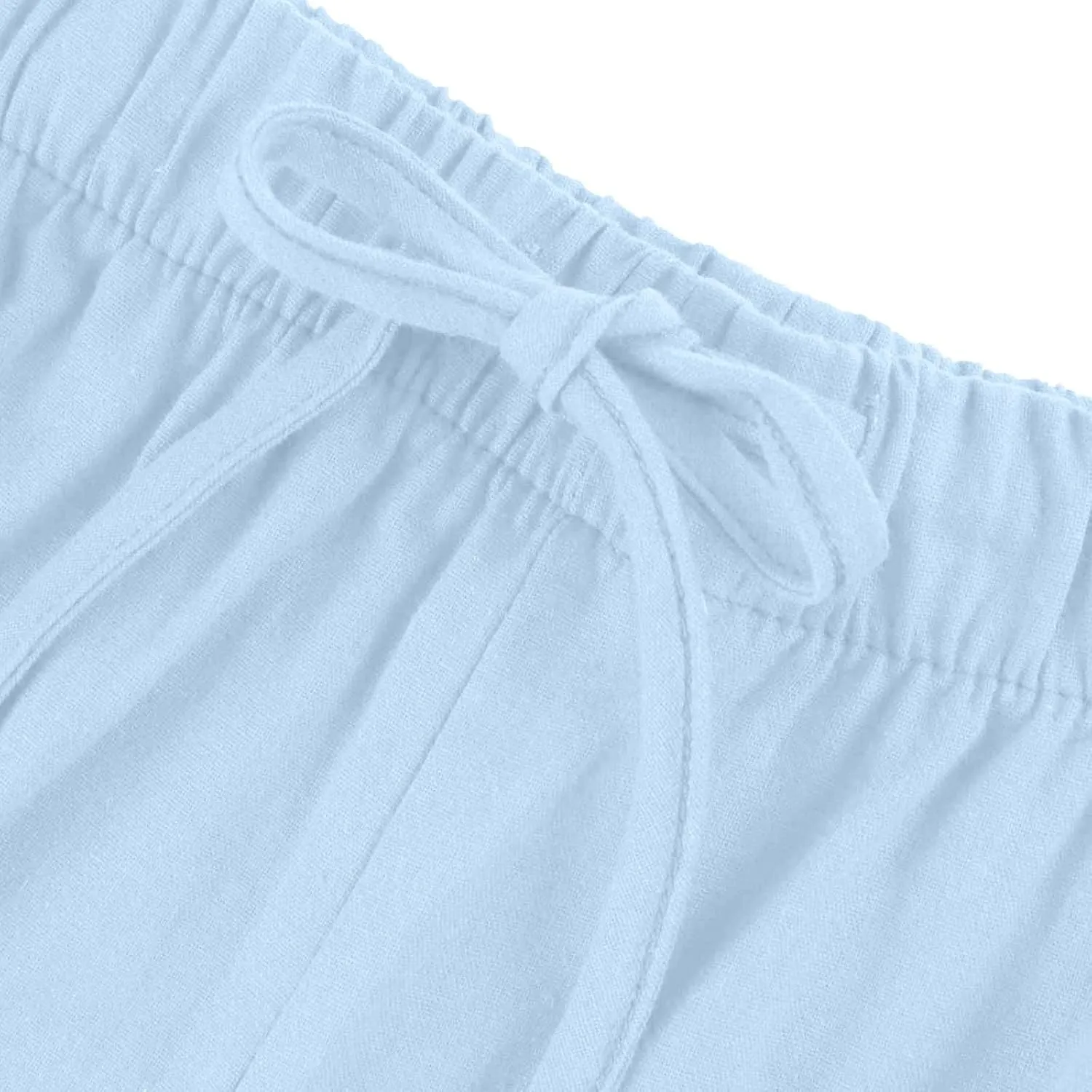 Linen Pants Women,Casual Pants Trendy Wide Leg High Waisted Cotton Linen Drawstring Summer Trouser with Pockets