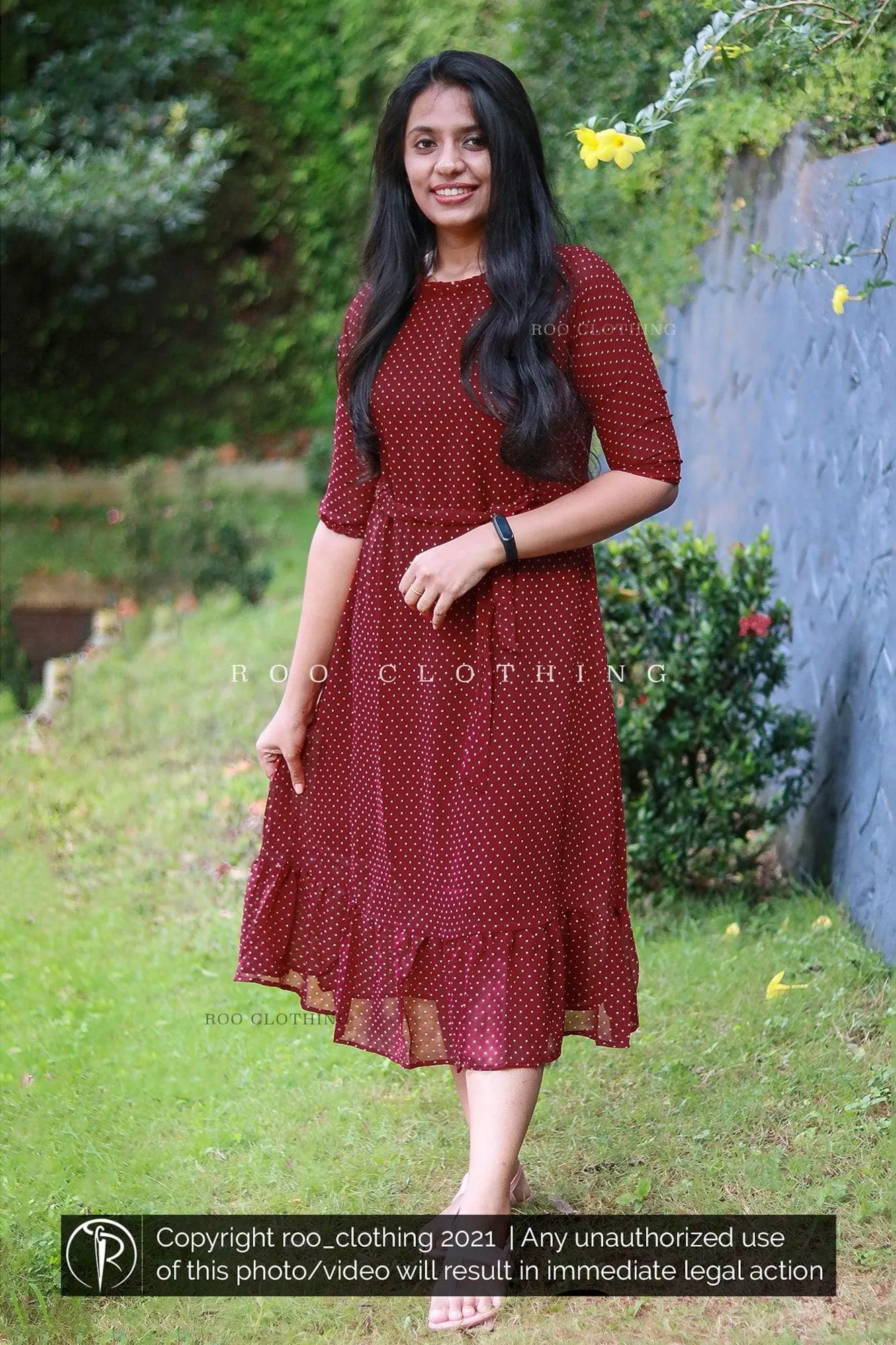 Maroon Polka Dot Dress
