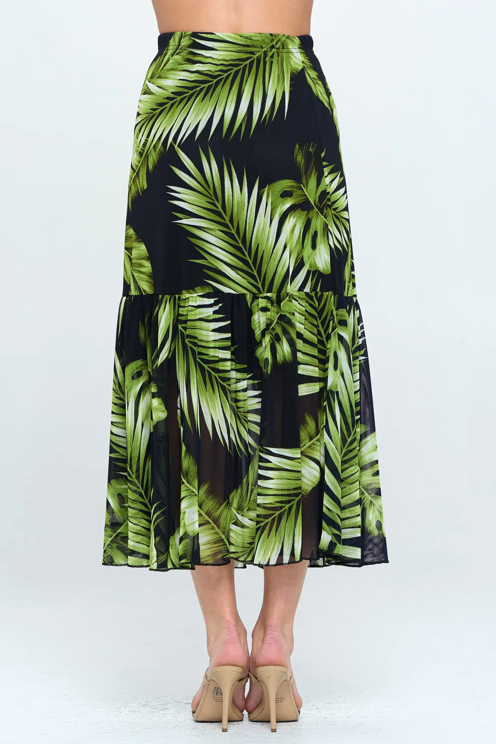 Mesh Romance Tiered Print Skirt-6044MR-ARP1-W340