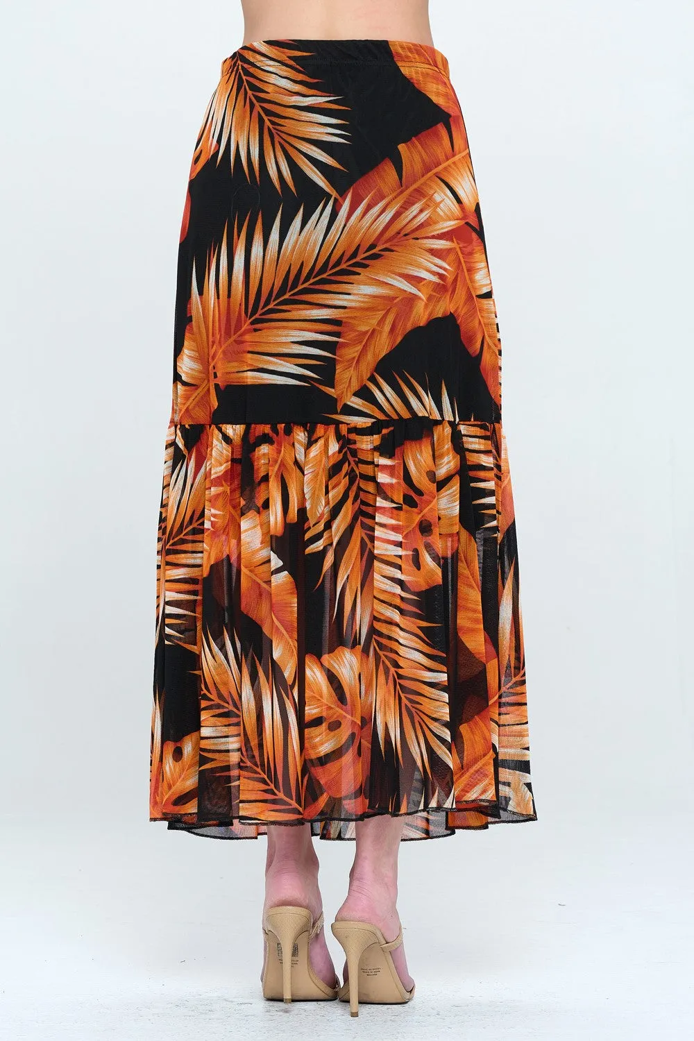 Mesh Romance Tiered Print Skirt-6044MR-ARP1-W340
