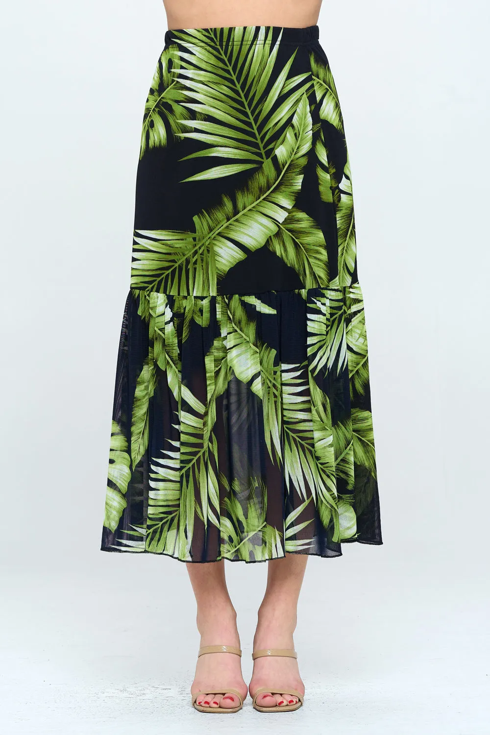 Mesh Romance Tiered Print Skirt-6044MR-ARP1-W340