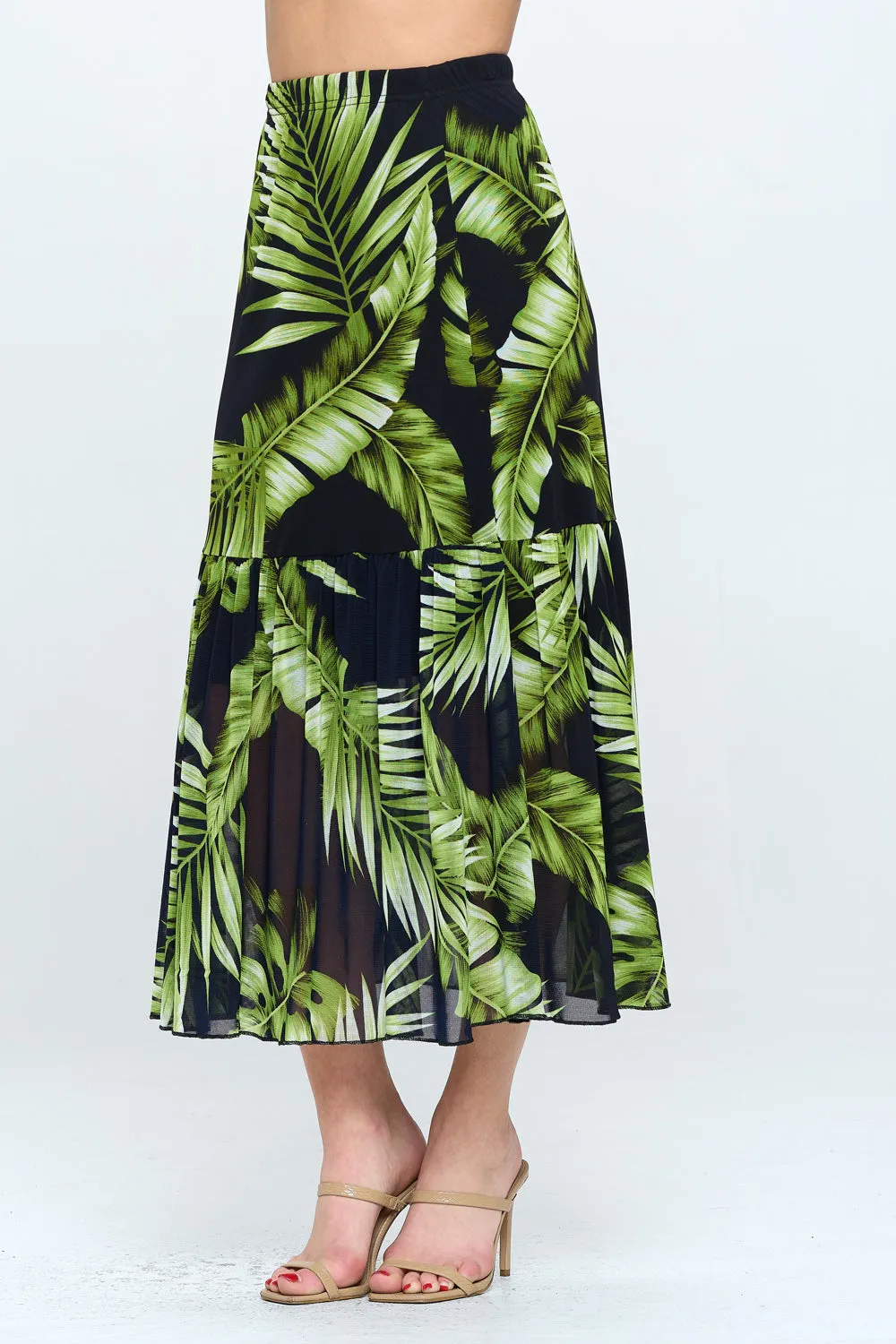 Mesh Romance Tiered Print Skirt-6044MR-ARP1-W340