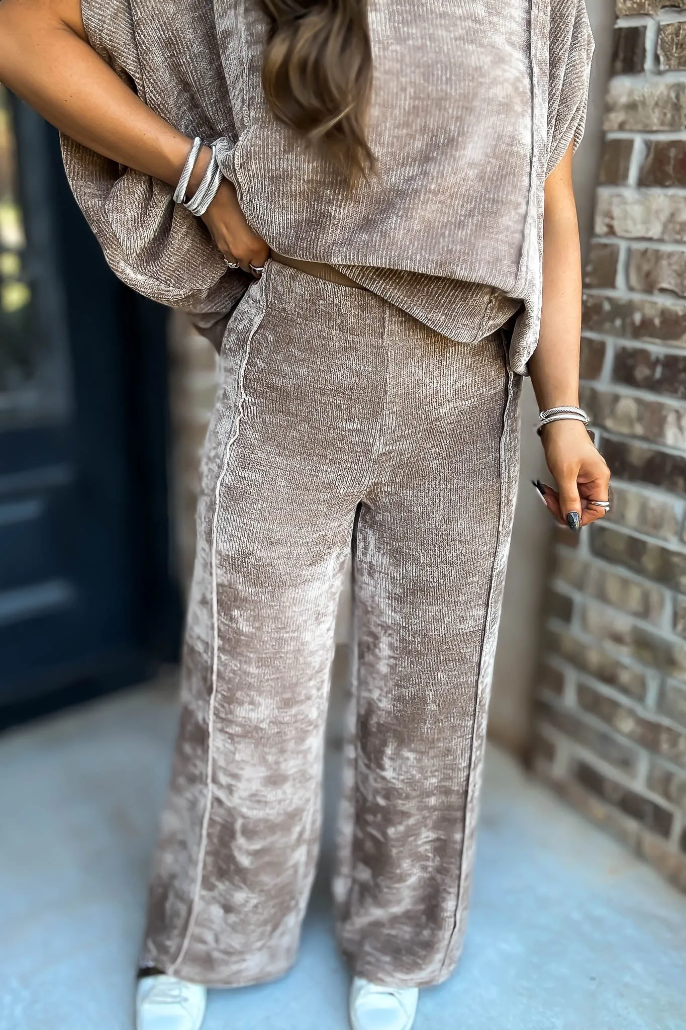 Mocha Luxeknit Wide Leg Pants