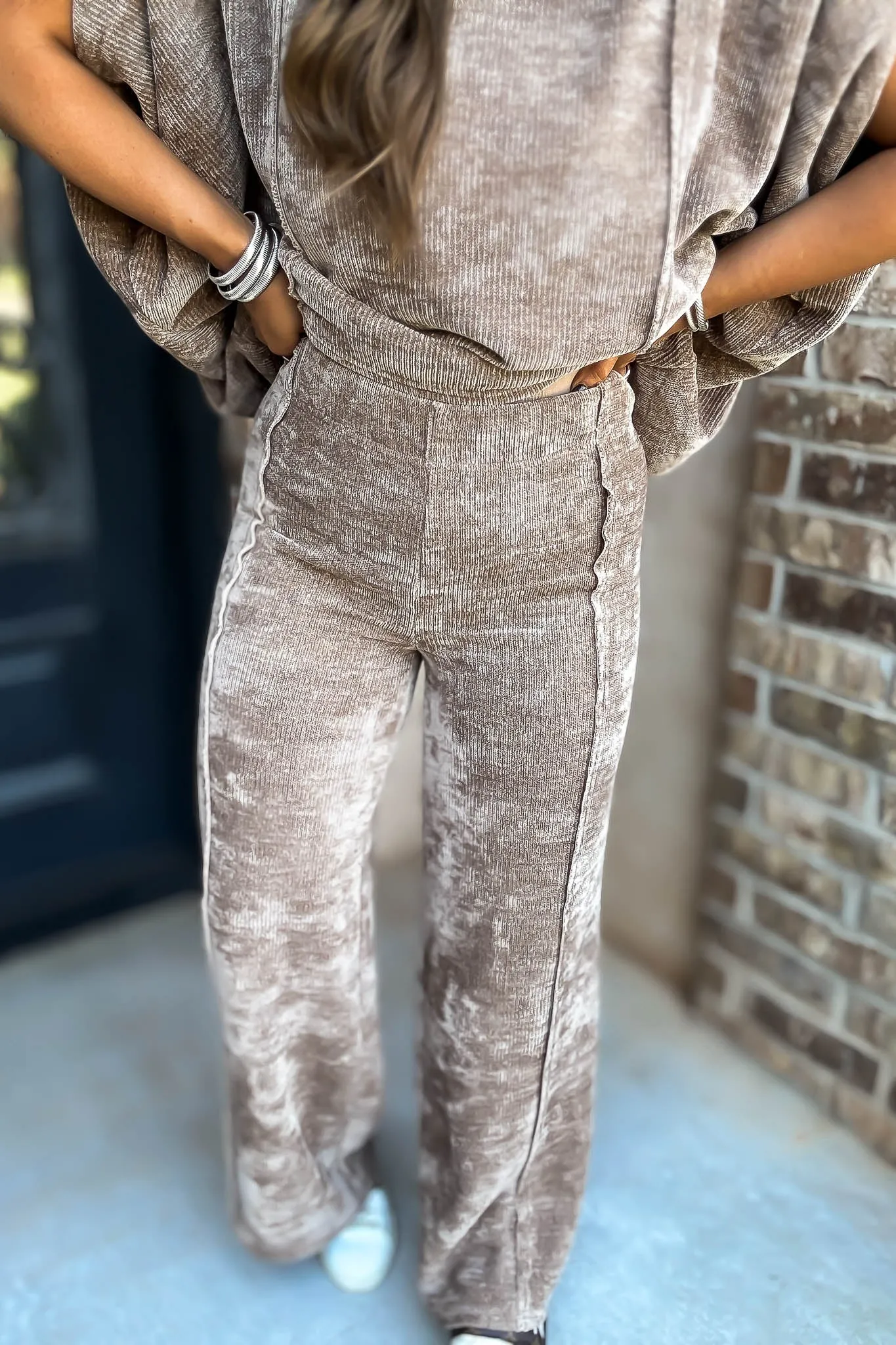Mocha Luxeknit Wide Leg Pants