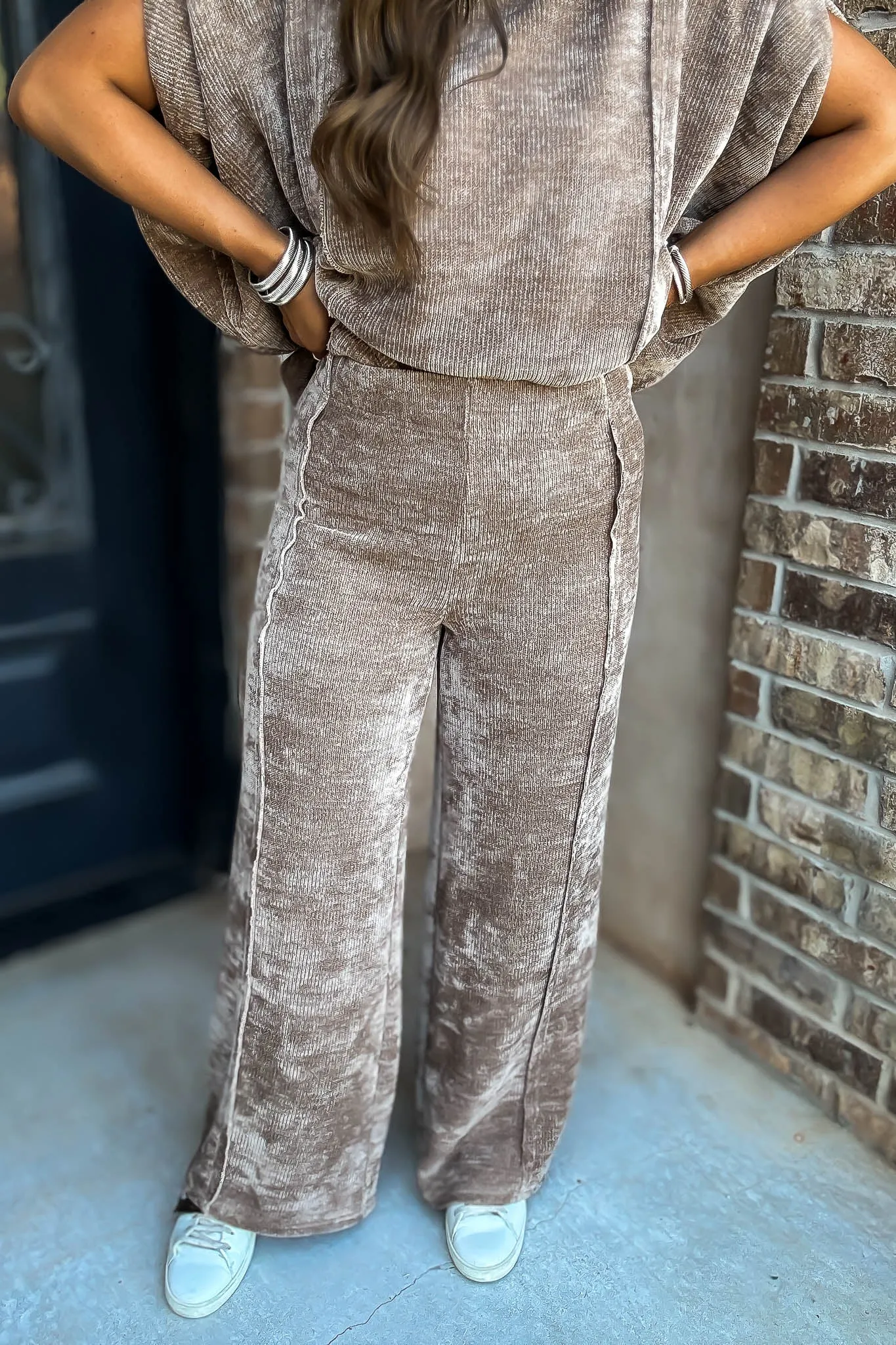 Mocha Luxeknit Wide Leg Pants