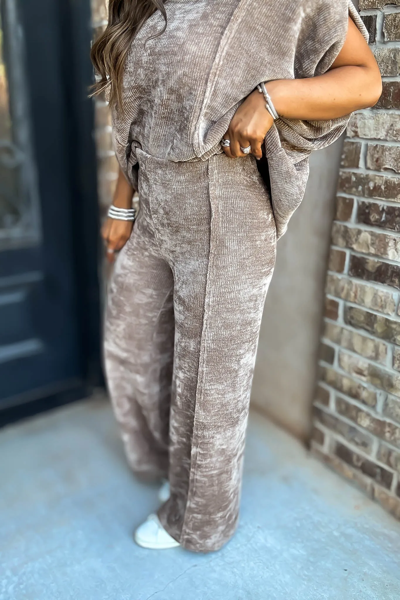 Mocha Luxeknit Wide Leg Pants
