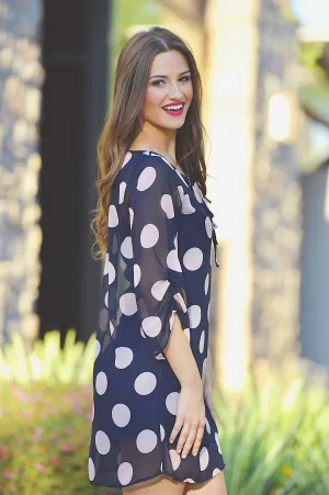 Moonlight In Paris Dress - Navy