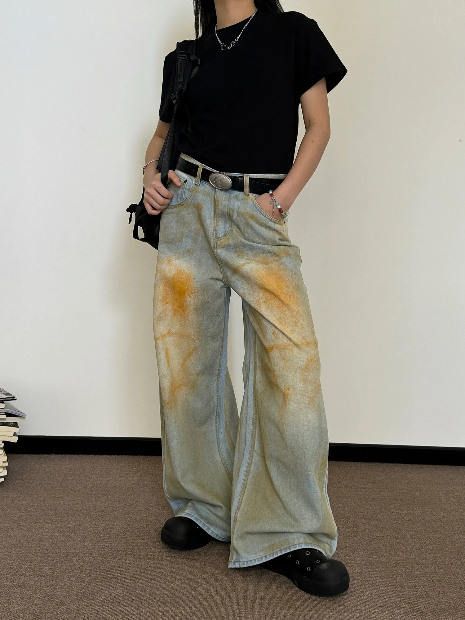 Nine Smudges Tie-Dyed Flare Jeans