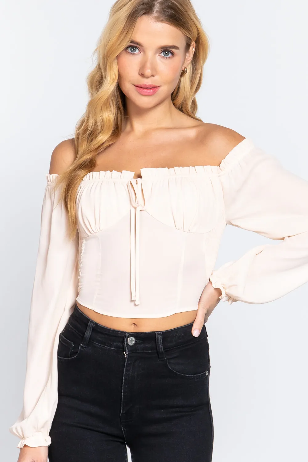 Off Shoulder Smocking Woven Top - 3 colors